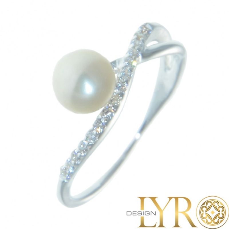 Odette - Sølvring med Perle & Cubic Zirconia
