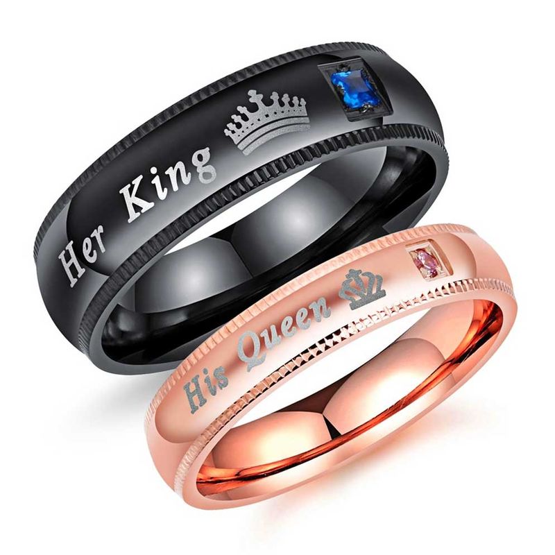 Her King & His Queen - Stålring med Cubic Zirconia
